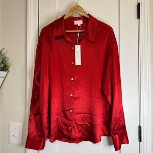 Every Red Button Down Blouse Top, NWT